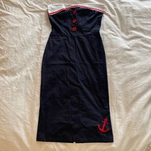 Rock Steady Blue rockabilly retro sailor dress small